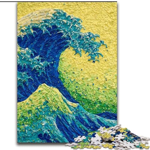 Puzzle für Teenager, 1000 Teile, Wellen im japanischen Stil, Familienspiel zum Stressabbau, schwierige Herausforderung, stärkt die Liebe zwischen Paaren (Größe 50x75cm) von LiJianXXE