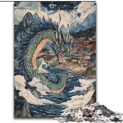 Puzzle für Teenager, 1000 japanische Wellendrachen, Dekomprimierendes intellektuelles Lernspielzeug, Geburtstagsgeschenk, Geschenke, Wandkunst (Größe 50x75cm) von LiJianXXE