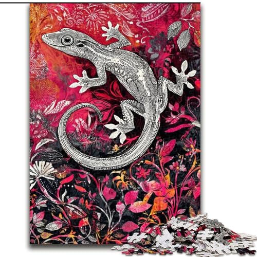 Puzzle für Teenager, 1000-teiliges Puzzle, Aquarell-Gecko, Elefantenspielzeug, Denkspiel, Geburtstagsgeschenk, Geschenke, Wandkunst für Kinder ab 14 Jahren (Größe 26x38cm) von LiJianXXE