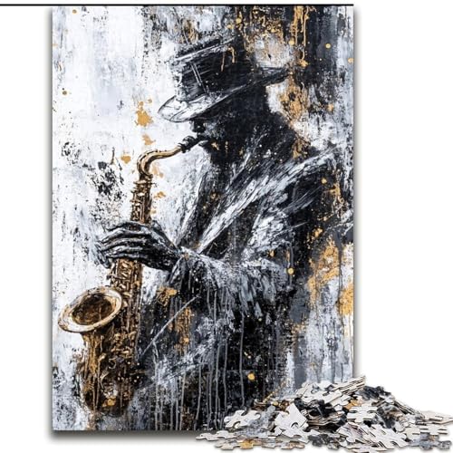 Puzzle für Teenager, 1000-teiliges Puzzle, Saxophon-Ölgemälde, Elefantenspielzeug, intellektuelles Spiel, Geburtstagsgeschenk, Geschenke, Wandkunst für Kinder ab 14 Jahren (Größe 26x38cm) von LiJianXXE