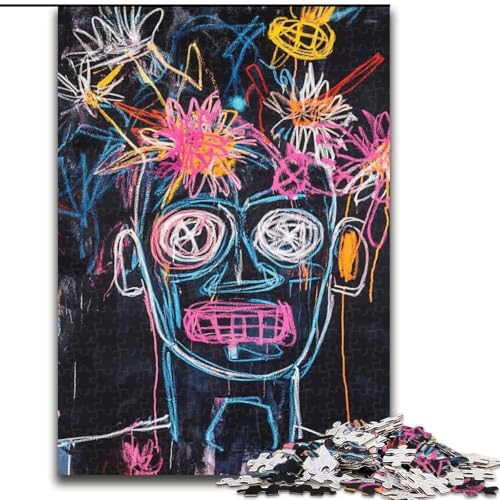 Puzzle für Teenager, 1000-teiliges Puzzle, Totenkopf im Basquiat-Stil, Elefantenspielzeug, Denkspiel, Geburtstagsgeschenk, Geschenke, Wandkunst für Kinder ab 14 Jahren (Größe 26x38cm) von LiJianXXE