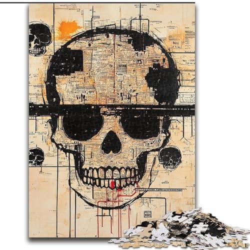 Puzzle für Teenager, 1000-teiliges Puzzle, Totenkopf im Basquiat-Stil, Elefantenspielzeug, Denkspiel, Geburtstagsgeschenk, Geschenke, Wandkunst für Kinder ab 14 Jahren (Größe 26x38cm) von LiJianXXE