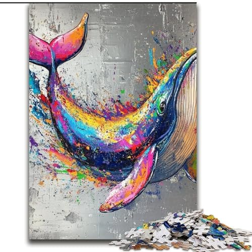 Puzzle für Teenager, 1000-teiliges Puzzle, Wal-Graffiti, Elefantenspielzeug, Denkspiel, Geburtstagsgeschenk, Geschenke, Wandkunst für Kinder ab 14 Jahren (Größe 26x38cm) von LiJianXXE