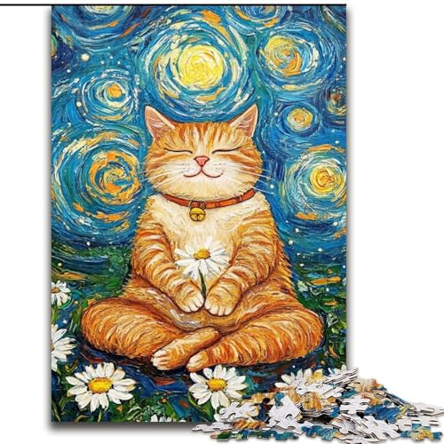Puzzle für Teenager, 1000-teiliges Puzzle, meditierende Katze, Elefantenspielzeug, intellektuelles Spiel, Geburtstagsgeschenk, Geschenke, Wandkunst für Kinder ab 14 Jahren (Größe 50x75cm) von LiJianXXE