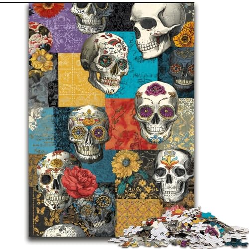 Puzzle für Teenager, 1000-teiliges Puzzle, mexikanischer Totenkopf, Elefantenspielzeug, intellektuelles Spiel, Geburtstagsgeschenk, Geschenke, Wandkunst für Kinder ab 14 Jahren (Größe 50x75cm) von LiJianXXE