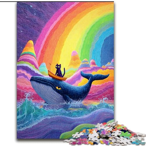 Puzzle für Teenager, 1000-teiliges Puzzle, schwarzer Katzenwal, Elefantenspielzeug, intellektuelles Spiel, Geburtstagsgeschenk, Geschenke, Wandkunst für Kinder ab 14 Jahren (Größe 50x75cm) von LiJianXXE