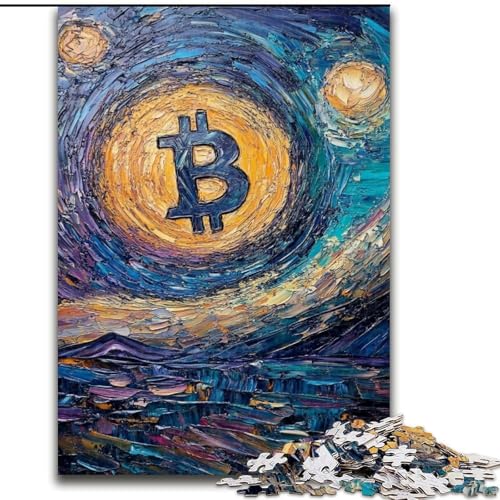 Puzzle für Teenager, 1000-teiliges Puzzle Nachthimmel Bitcoin, Elefantenspielzeug, Denkspiel, Geburtstagsgeschenk, Geschenke, Wandkunst für Kinder ab 14 Jahren (Größe 50x75cm) von LiJianXXE