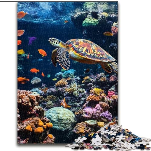 Puzzle für Teenager, 1000-teiliges Puzzle Schildkröte im Ozean, Elefantenspielzeug, Denkspiel, Geburtstagsgeschenk, Geschenke, Wandkunst für Kinder ab 14 Jahren (Größe 26x38cm) von LiJianXXE