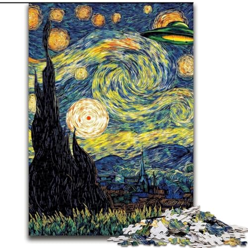 Puzzle für Teenager, 1000-teiliges Puzzle Van Gogh Nachthimmel, Elefantenspielzeug, Denkspiel, Geburtstagsgeschenk, Geschenke, Wandkunst für Kinder ab 14 Jahren (Größe 26x38cm) von LiJianXXE