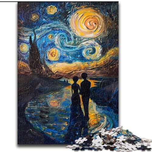 Puzzle für Teenager, 1000-teiliges Puzzle Van Gogh Nachthimmel, Elefantenspielzeug, Denkspiel, Geburtstagsgeschenk, Geschenke, Wandkunst für Kinder ab 14 Jahren (Größe 26x38cm) von LiJianXXE