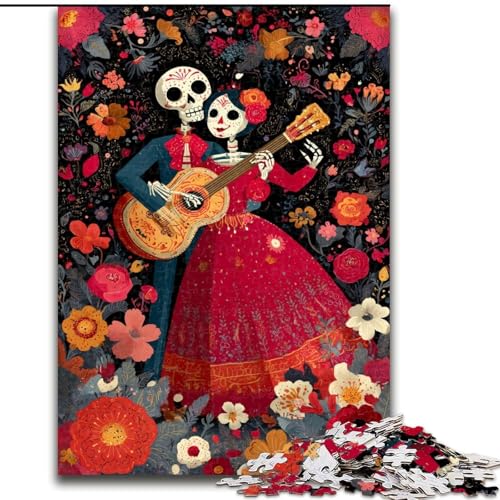 Puzzle für Teenager, 1000-teiliges Puzzle Zuckerschädelfrau, Elefantenspielzeug, Denkspiel, Geburtstagsgeschenk, Geschenke, Wandkunst für Kinder ab 14 Jahren (Größe 50x75cm) von LiJianXXE
