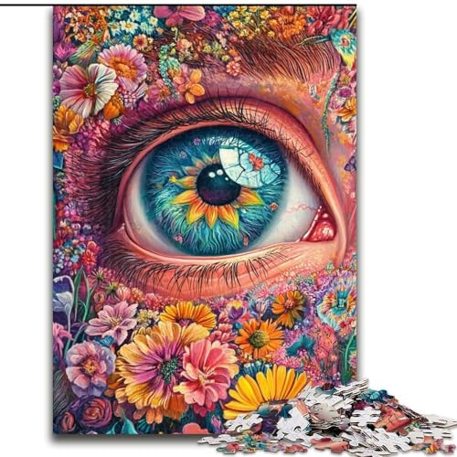 Puzzle für Teenager, 1000-teiliges Puzzle mit Blumenaugen, Elefantenspielzeug, intellektuelles Spiel, Geburtstagsgeschenk, Geschenke, Wandkunst für Kinder ab 14 Jahren (Größe 26x38cm) von LiJianXXE