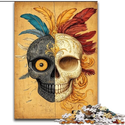 Puzzle für Teenager, 1000-teiliges Puzzle mit Totenkopffedern, Elefantenspielzeug, Denkspiel, Geburtstagsgeschenk, Geschenke, Wandkunst für Kinder ab 14 Jahren (Größe 50x75cm) von LiJianXXE