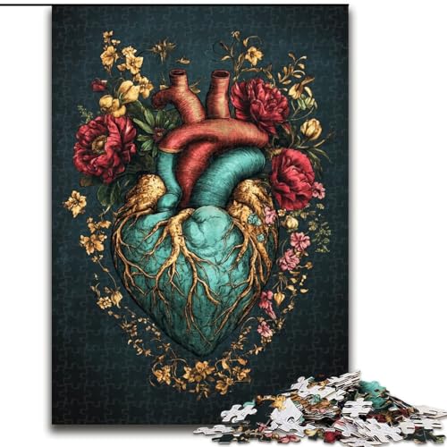 Puzzle für Teenager, Blumenherz, Familienspiel, Stressabbau, schwierige Herausforderung, EIN Kunstwerk für Kinder ab 14 Jahren (Größe 50x75cm) von LiJianXXE