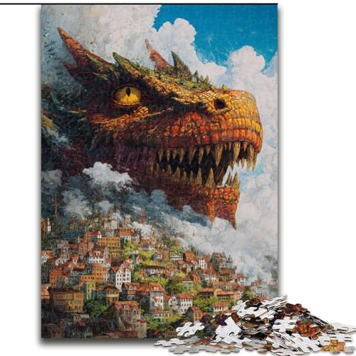 Puzzle für Teenager, Fantasy-Drache, Familienspiel zum Stressabbau, schwierige Herausforderung, EIN Kunstwerk für Kinder ab 14 Jahren (Größe 50x75cm) von LiJianXXE