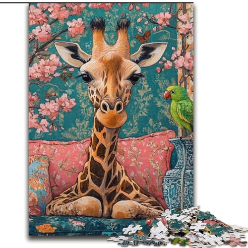 Puzzle für Teenager, Giraffe auf dem Sofa, Familienspiel zum Stressabbau, schwierige Herausforderung, EIN Kunstwerk für Kinder ab 14 Jahren (Größe 26x38cm) von LiJianXXE