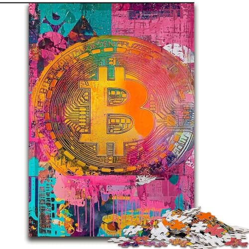 Puzzle für Teenager, Graffiti-Bitcoin, Familienspiel zum Stressabbau, schwierige Herausforderung, EIN Kunstwerk für Kinder ab 14 Jahren (Größe 50x75cm) von LiJianXXE