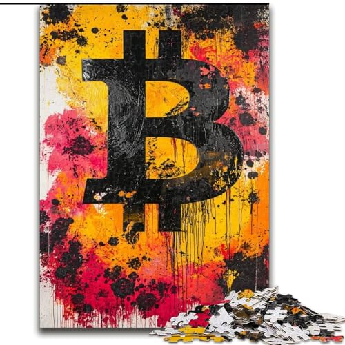Puzzle für Teenager, Graffiti-Bitcoin, Familienspiel zum Stressabbau, schwierige Herausforderung, EIN Kunstwerk für Kinder ab 14 Jahren (Größe 50x75cm) von LiJianXXE