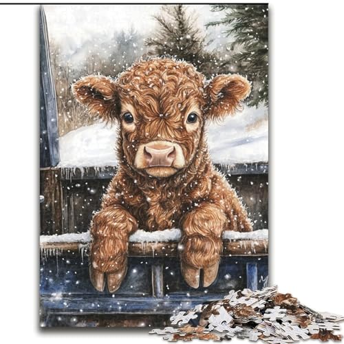 Puzzle für Teenager, Highland Cow, Familienspiel zum Stressabbau, schwierige Herausforderung, EIN Kunstwerk für Kinder ab 14 Jahren (Größe 50x75cm) von LiJianXXE