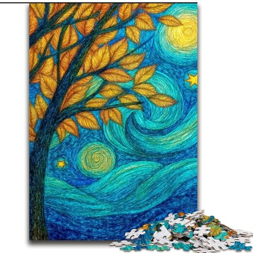 Puzzle für Teenager, Nachthimmelbaum, Familienspiel zum Stressabbau, schwierige Herausforderung, EIN Kunstwerk für Kinder ab 14 Jahren (Größe 50x75cm) von LiJianXXE