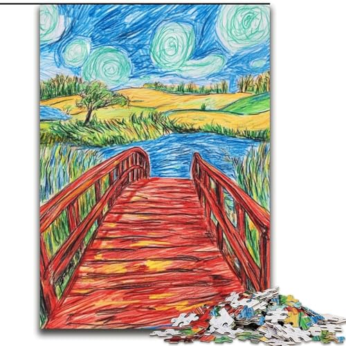 Puzzle für Teenager, Nachthimmelbrücke, Familienspiel zum Stressabbau, schwierige Herausforderung, EIN Kunstwerk für Kinder ab 14 Jahren (Größe 26x38cm) von LiJianXXE