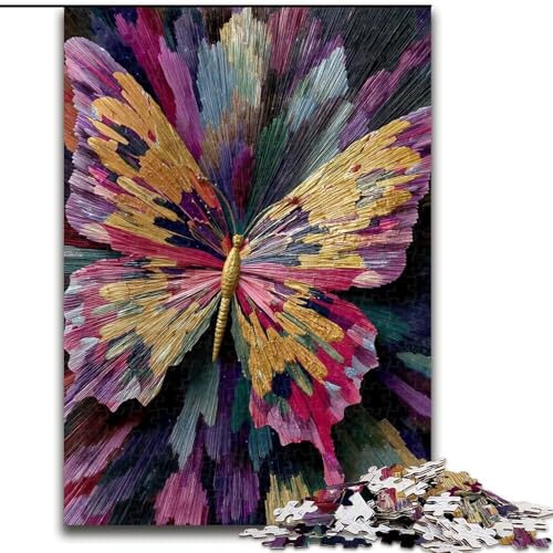Puzzle für Teenager, Schmetterlings-Ölgemälde, Familienspiel zum Stressabbau, schwierige Herausforderung, EIN Kunstwerk für Kinder ab 14 Jahren (Größe 26x38cm) von LiJianXXE
