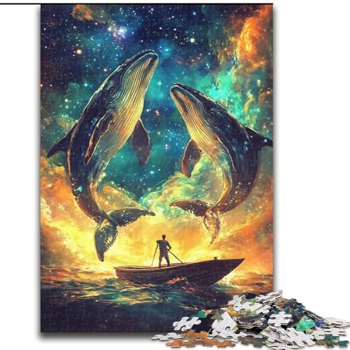 Puzzle für Teenager, Tier-Wal-Kunst, Familienspiel zum Stressabbau, schwierige Herausforderung, EIN Kunstwerk für Kinder ab 14 Jahren (Größe 26x38cm) von LiJianXXE