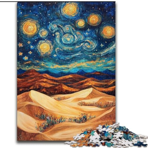 Puzzle für Teenager, Wüstennachthimmel, Familienspiel zum Stressabbau, schwierige Herausforderung, stärkt die Liebe zwischen Paaren (Größe 50x75cm) von LiJianXXE