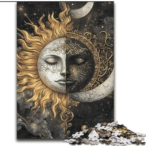 Puzzle für Teenager Sonne und Mond, Familienspiel zum Stressabbau, schwierige Herausforderung, EIN Kunstwerk für Kinder ab 14 Jahren (Größe 26x38cm) von LiJianXXE