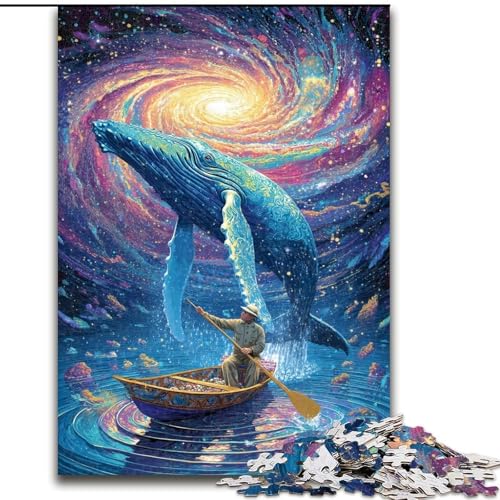 Puzzle für Teenager Wale im Weltraum, Familienspiel zum Stressabbau, schwierige Herausforderung, EIN Kunstwerk für Kinder ab 14 Jahren (Größe 26x38cm) von LiJianXXE