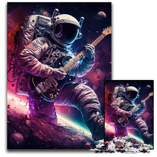 Puzzle mit 1000 Teilen, Astronaut spielt Gitarre. Anspruchsvolle Puzzles. Entspannende Unterhaltung, Heimdekoration, 26x38cm/10,23x14,96 Zoll von LiJianXXE