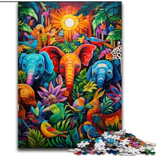 Puzzle mit 1000 Teilen, afrikanische Tiere, aus Pappe, anspruchsvolles DIY-Denkspiel, perfektes Familienspiel oder dekoratives Geschenk, 1000 Teile(26x38cm) von LiJianXXE