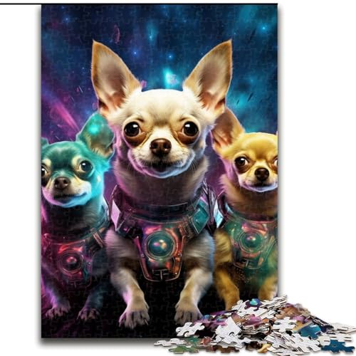 Puzzle mit 1000 Teilen, farbenfrohes Chihuahua-Puzzle aus Pappe, anspruchsvolles DIY-Denkspiel, perfektes Familienspiel oder dekoratives Geschenk, 1000 Teile(26x38cm) von LiJianXXE