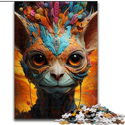 Puzzle mit 1000 Teilen für Erwachsene, Psychedelisches Tier-Lemur-Puzzle aus Holz, Geburtstage, Feiertage und Heimdekoration, 1000 Teile(50x75cm) von LiJianXXE