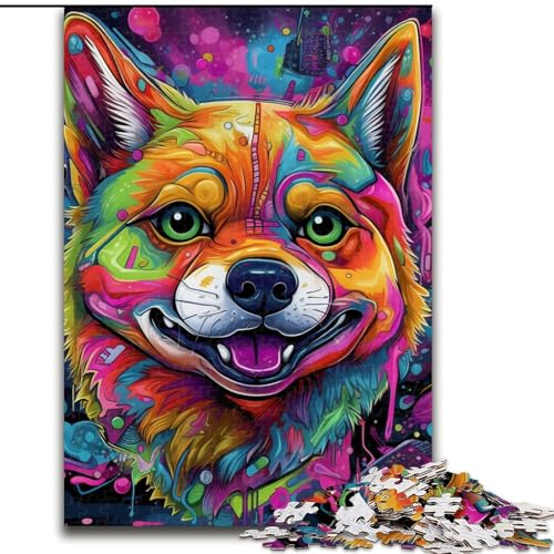Puzzle mit 1000 Teilen für Erwachsene,Psychedelisches Corgi-Puzzle aus Pappe,zum Entspannen und Herausfordern,farbenfrohe Kunst zur Heimdekoration, Freunde,1000 Teile(26x38cm) von LiJianXXE