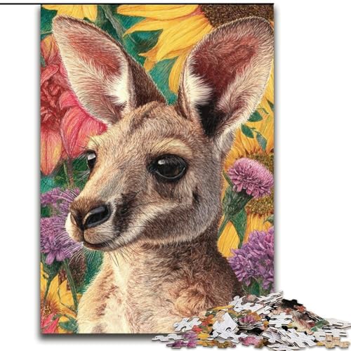 Puzzle mit 1000 Teilen für Teenager, Blumenkänguru, Familienaktivität, einzigartige Heimdekoration und Geschenke für Kinder ab 14 Jahren (Größe 26x38cm) von LiJianXXE