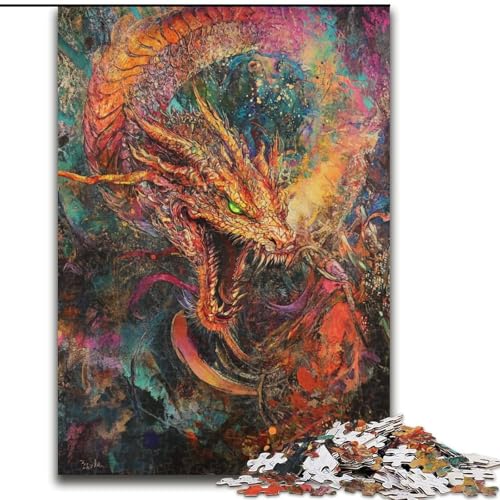 Puzzle mit 1000 Teilen für Teenager, Fantasy-Drache, Denksportaufgabe zur Wanddekoration, einzigartige Geburtstags 14-Jährige (Größe 50x75cm) von LiJianXXE
