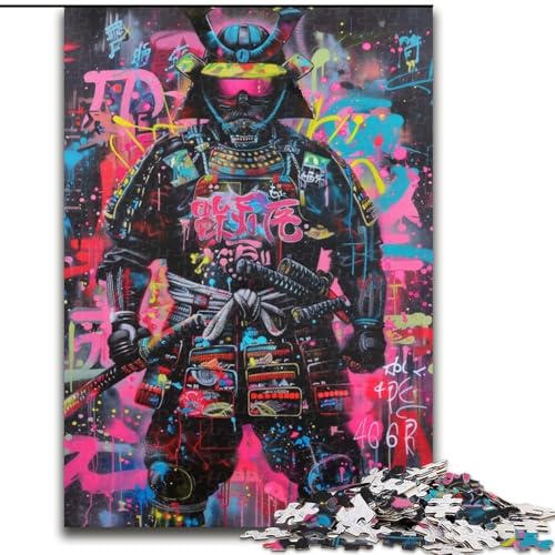Puzzles für Erwachsene und Jugendliche, 1000-teiliges Puzzle, Neon-Samurai-Krieger, Lernspielzeug, einzigartige Geburtstags- und Geschenkideen für Kinder ab 14 Jahren (Größe 50x75cm) von LiJianXXE