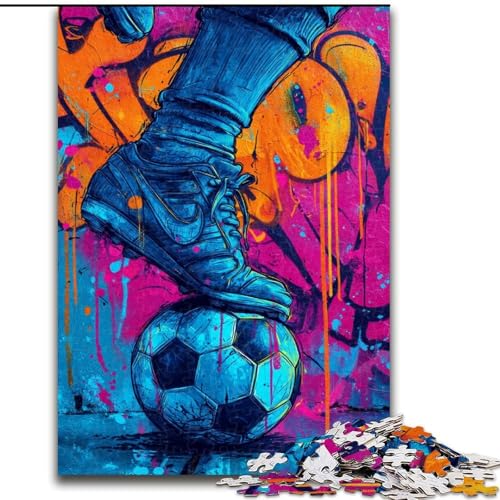 Puzzles für Erwachsene und Jugendliche, Fußball-Ölgemälde, für 14+, anspruchsvolles Spiel als Geschenk für die ganze Familie und Freunde (Größe 50x75cm) von LiJianXXE