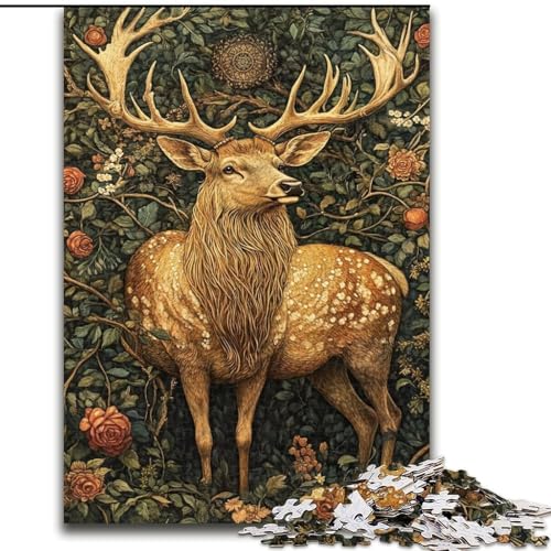 Puzzles für Erwachsene und Jugendliche, Ölgemälde mit Hirschen, für 14+, anspruchsvolles Spiel als Geschenk für die ganze Familie und Freunde (Größe 26x38cm) von LiJianXXE