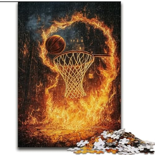 Puzzles für Erwachsene und Jugendliche, Puzzle Flammen-Basketball, Familienspiel, Geburtstagsgeschenke, Herausforderung, hoher Schwierigkeitsgrad (Größe 50x75cm) von LiJianXXE