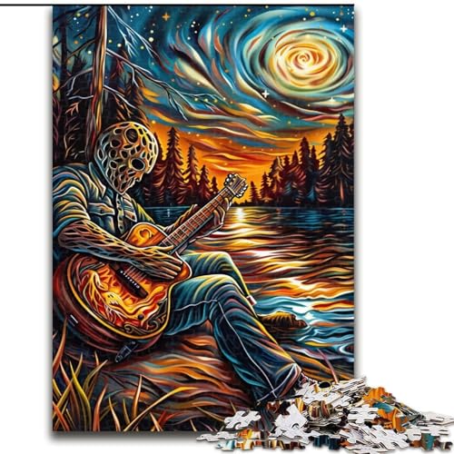 Puzzles für Erwachsene und Teenager, Puzzle Gitarre Spielen unter den Sternen, Familienspiel, Geburtstagsgeschenke, Herausforderung, hoher Schwierigkeitsgrad (Größe 50x75cm) von LiJianXXE