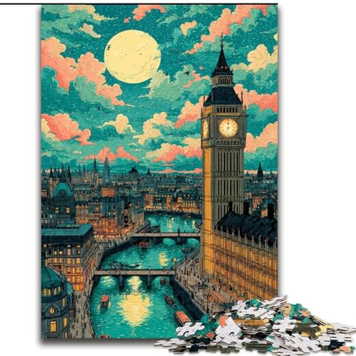 Puzzles für Erwachsene und Teenager, Puzzle London bei Nacht, Familienspiel, Geburtstagsgeschenke, Herausforderung, hoher Schwierigkeitsgrad (Größe 50x75cm) von LiJianXXE