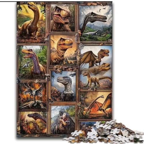 Puzzles für Teenager, 1000-teiliges Puzzle, Dinosaurier-Collage, Familienunterhaltungsspielzeug, ganze Familie, ab 14 Jahren (Größe 50x75cm) von LiJianXXE