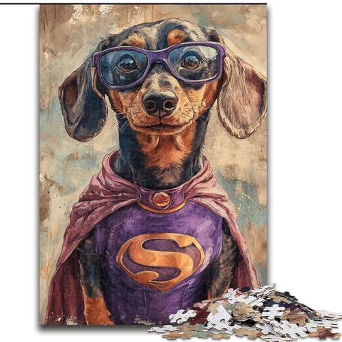 Puzzles für Teenager, 1000-teiliges Puzzle Held Dackel, Familienunterhaltungsspielzeug ganze Familie ab 14 Jahren (Größe 26x38cm) von LiJianXXE
