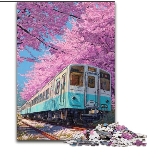 Puzzles für Teenager, 1000-teiliges Puzzle Kirschblütenzug, Familienunterhaltungsspielzeug ganze Familie ab 14 Jahren (Größe 50x75cm) von LiJianXXE