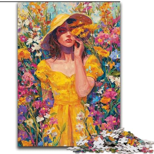 Puzzles für Teenager, 1000-teiliges Puzzle Mädchen im Wildblumensommer, Familienunterhaltungsspielzeug ganze Familie ab 14 Jahren (Größe 26x38cm) von LiJianXXE