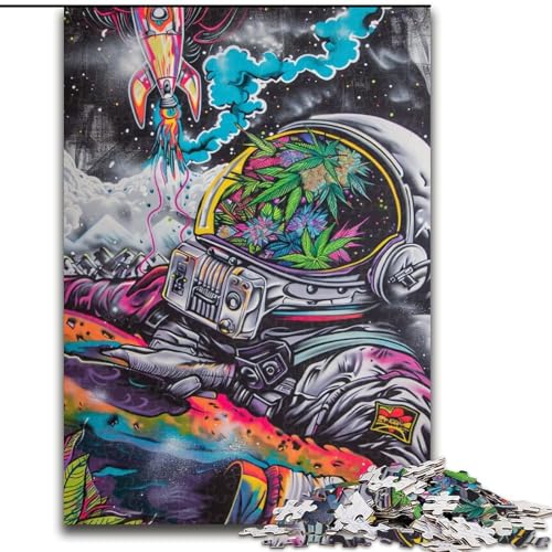 Puzzles für Teenager, 1000-teiliges Puzzle Psychedelischer Rauchastronaut, Familienunterhaltungsspielzeug ganze Familie ab 14 Jahren (Größe 50x75cm) von LiJianXXE