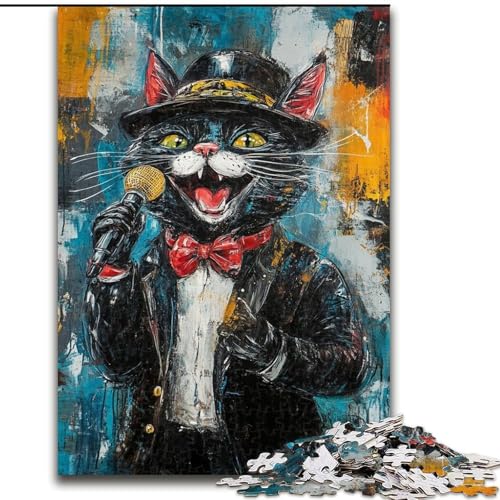 Puzzles für Teenager, 1000-teiliges Puzzle Singende Katze, Familienunterhaltungsspielzeug ganze Familie ab 14 Jahren (Größe 26x38cm) von LiJianXXE