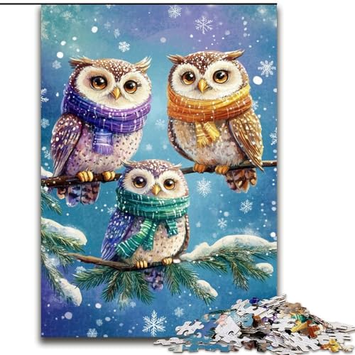 Puzzles für Teenager, 1000-teiliges Puzzle Wintereule, Familienunterhaltungsspielzeug ganze Familie ab 14 Jahren (Größe 50x75cm) von LiJianXXE